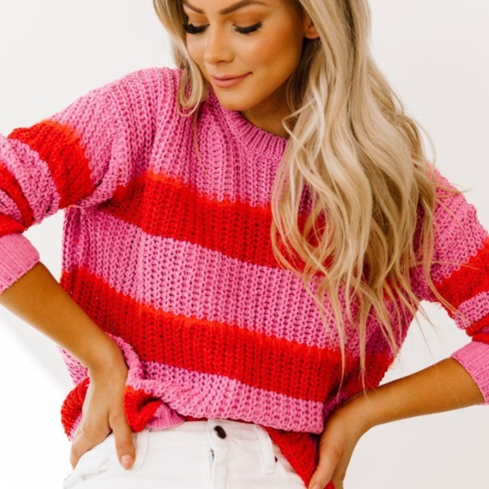 Luca + Grae Striped Pink Sweater